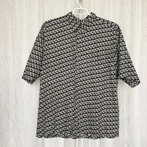 Tori Richard Men's Hawaiian Shirt 3XL Black Short Sleeve Tropical Palm Trees